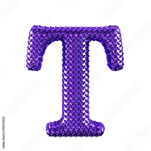 Purple ribbed symbol. letter t