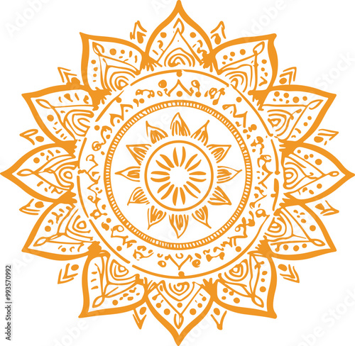 Intricate Orange Mandala Design for Serenity and Balance