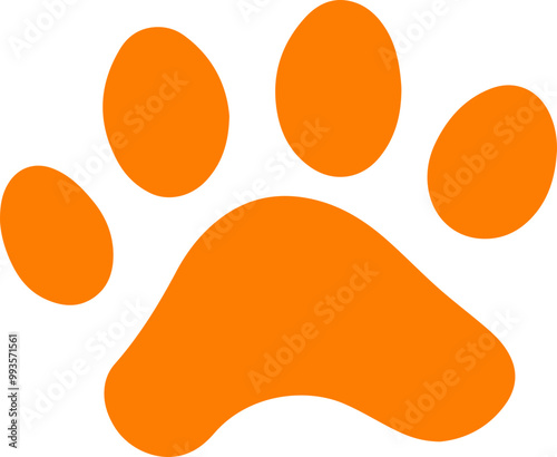 Simple Orange Paw Print Vector Design