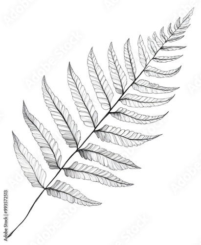 Stylized line drawing of a fern leaf