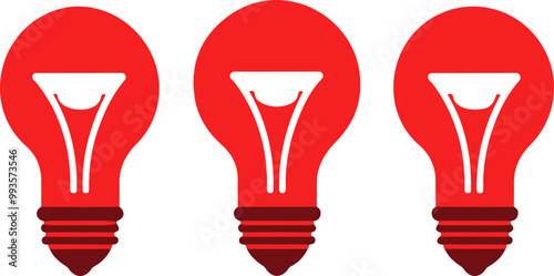 Three Red Light Bulbs in Vector Design