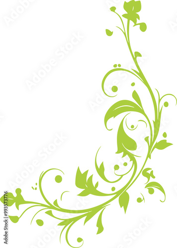 Elegant Green Floral Vector Corner Design