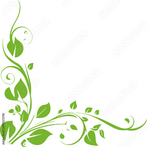 Elegant Green Floral Corner Design Vector Art