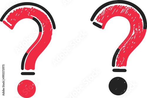 Vector Illustration of Dual Question Marks in Red and Black
