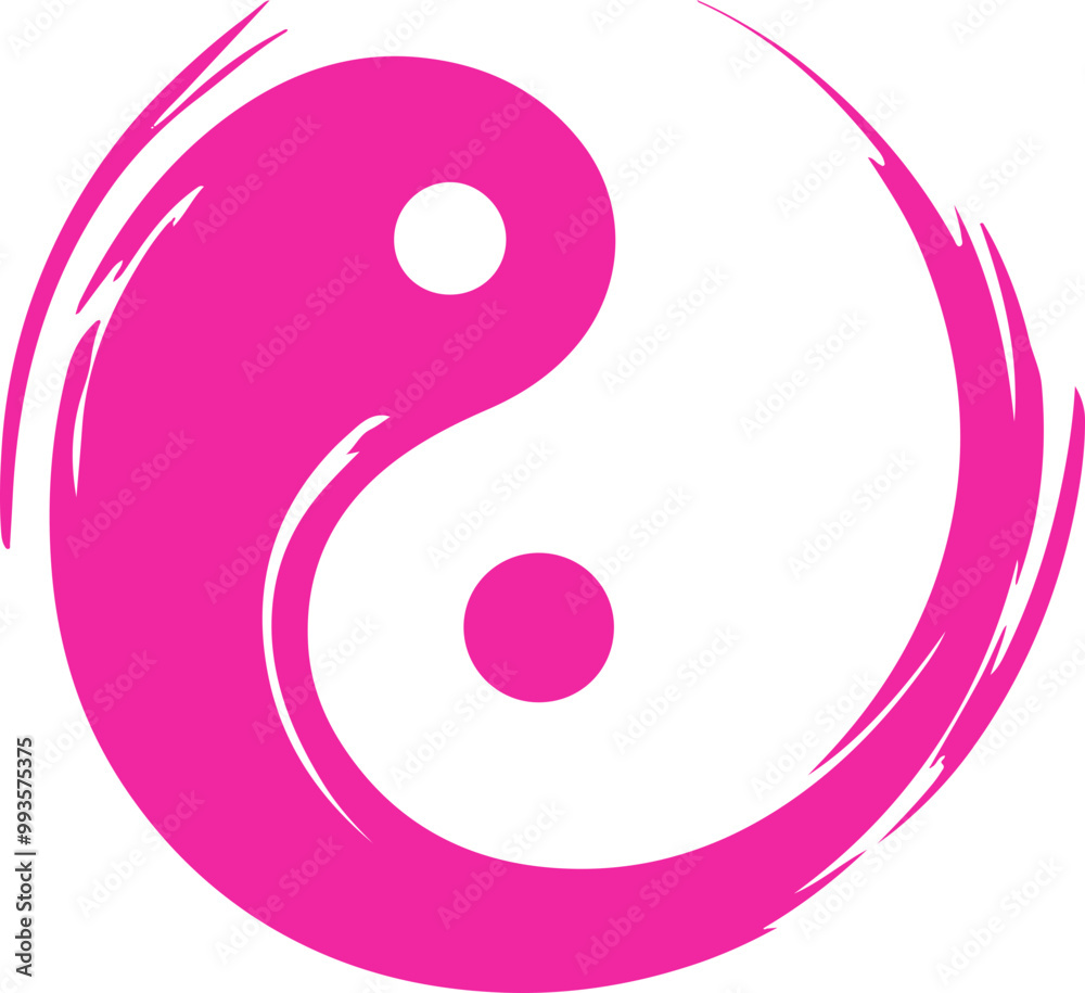 Vibrant Pink Yin Yang Symbol in Vector Style Vibrant Pink Yin Yang Symbol in Vector Style