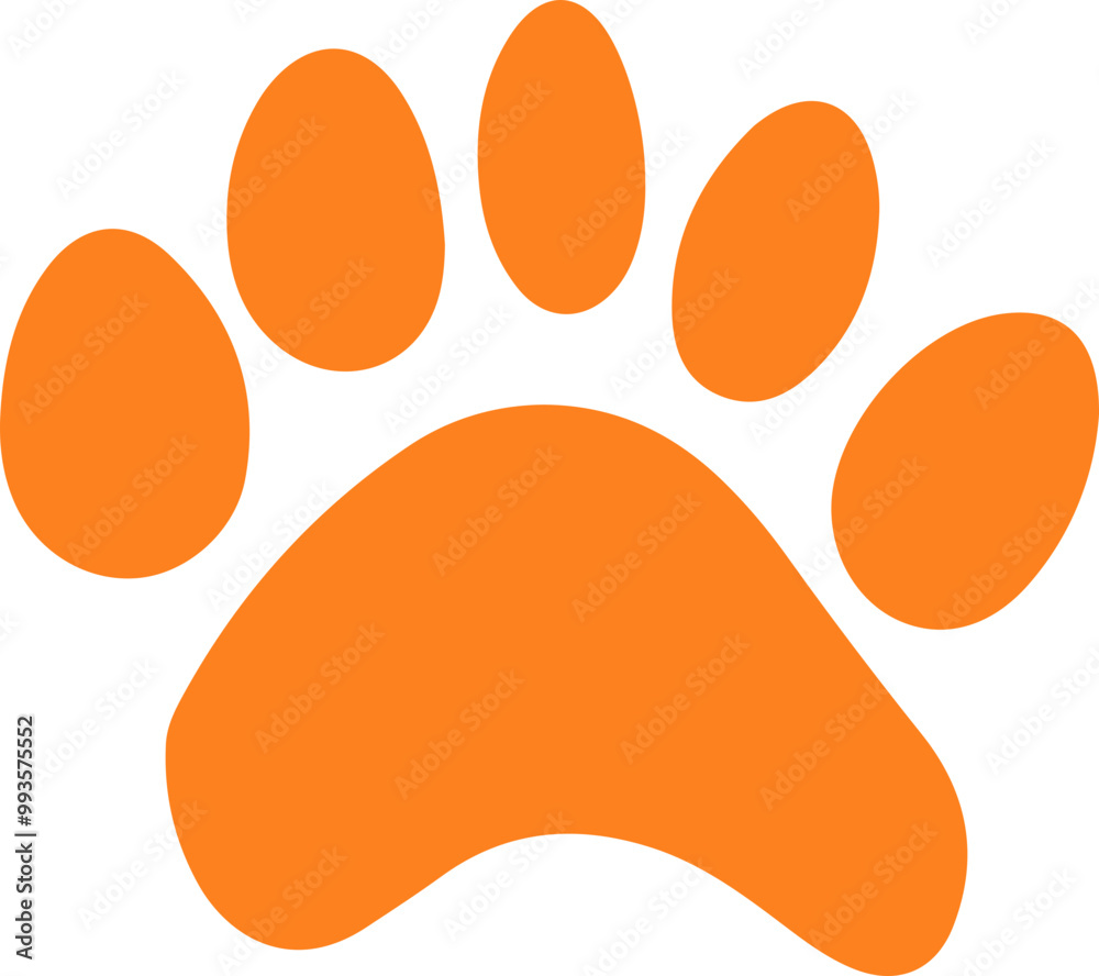 Stylized Vector Orange Paw Print on White Background Stylized Vector Orange Paw Print on White Background
