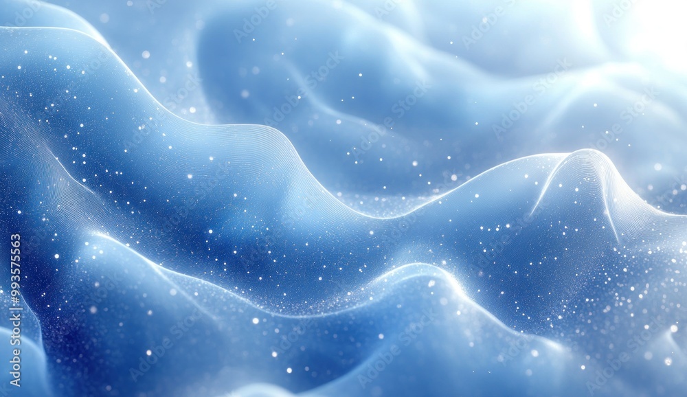 Obraz premium Abstract Blue Waves and Sparkling Lights