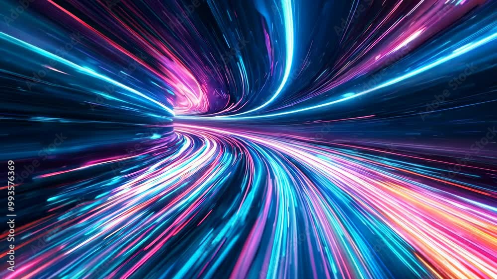Futuristic Light Speed Travel Tunnel