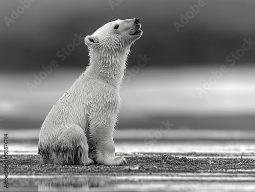 A young polar bear struggle...