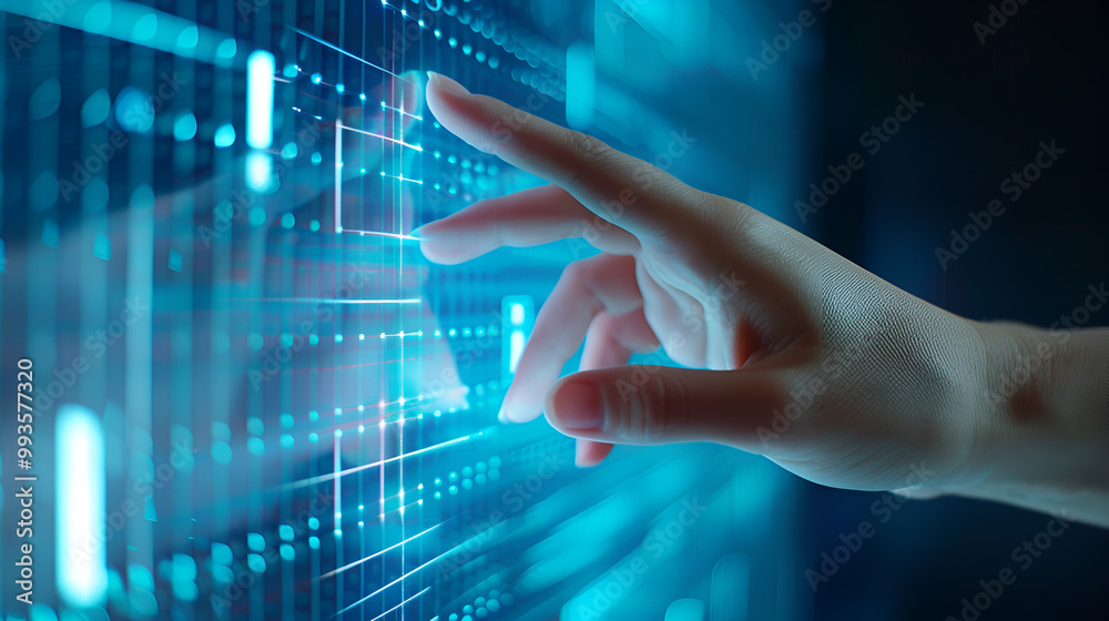 hand pushing a button on a touch screen interface hand pushing a button on a touch screen interface
