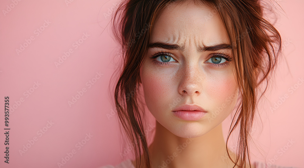 A Young Woman with an Exasperated Expression Stands Against a Wall
A Young Woman with an Exasperated Expression Stands Against a Wall