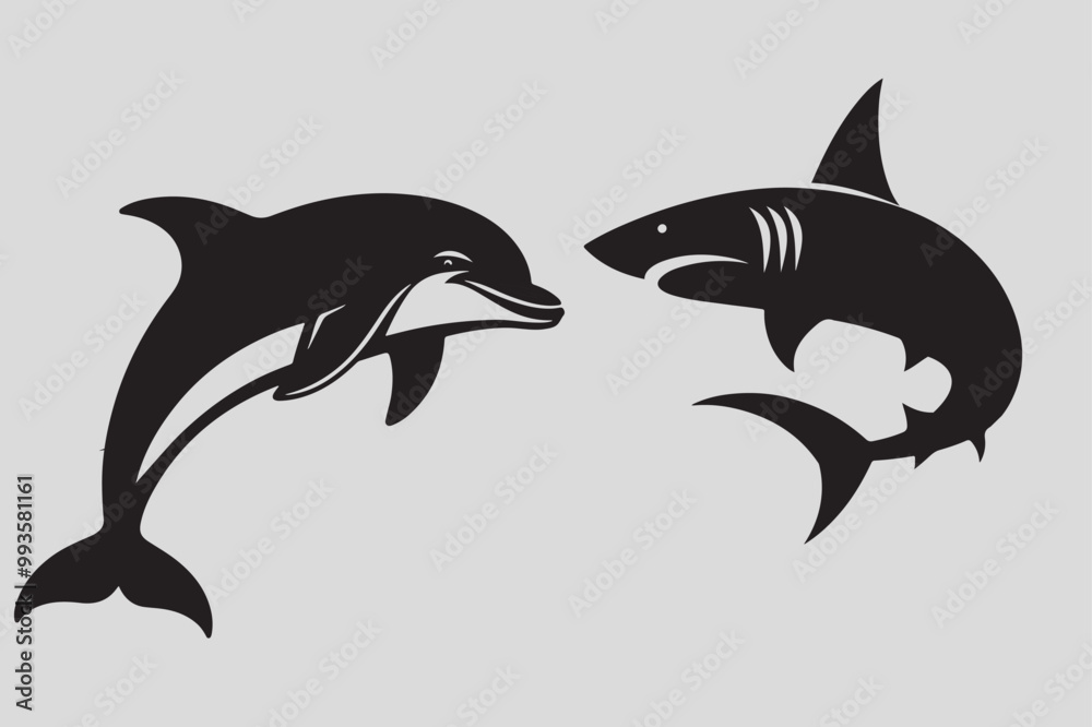 Obraz premium dolphin silhouette vector