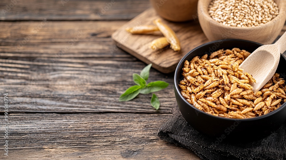 Crispy Mealworm Chips in a Rustic Bowl - Sustainable Snacking for Eco-Conscious Individuals Showcasing Crunchy Texture and Nutritional Benefits Crispy Mealworm Chips in a Rustic Bowl - Sustainable Snacking for Eco-Conscious Individuals Showcasing Crunchy Texture and Nutritional Benefits