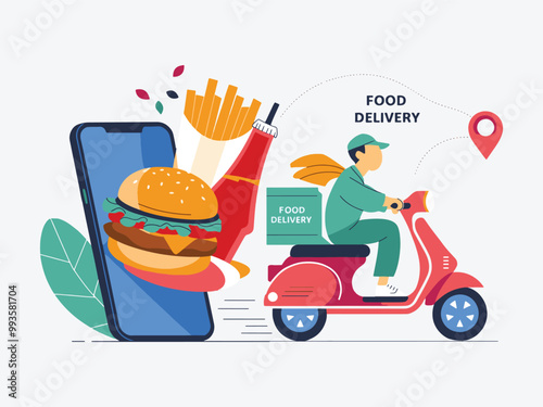 food delivery online concept vector
