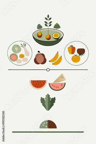 A balanced plate watercolor image. Flat isolated images. Vector illustration.