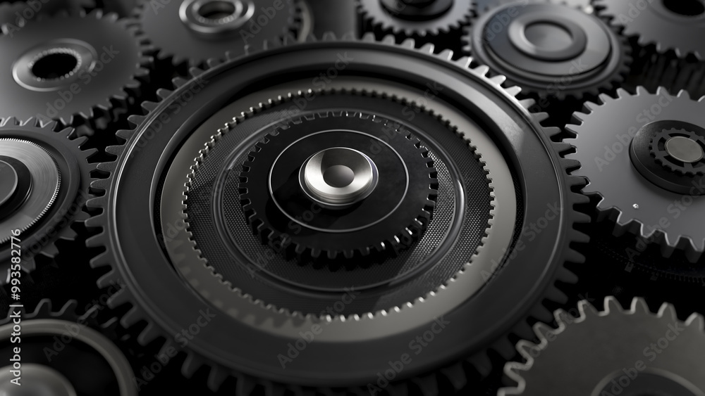 gear cogwheel in a machine rotatingGears working in the machinery.3D render 2 gear cogwheel in a machine rotatingGears working in the machinery.3D render 2