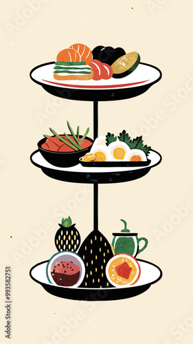 Balanced plate image. Grunge texture. Flat style. Vector illustration.