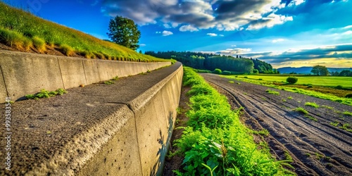 Wallpaper Mural Sturdy Concrete Retaining Wall Supporting Landscape and Preventing Soil Erosion in Vibrant Green Area Torontodigital.ca