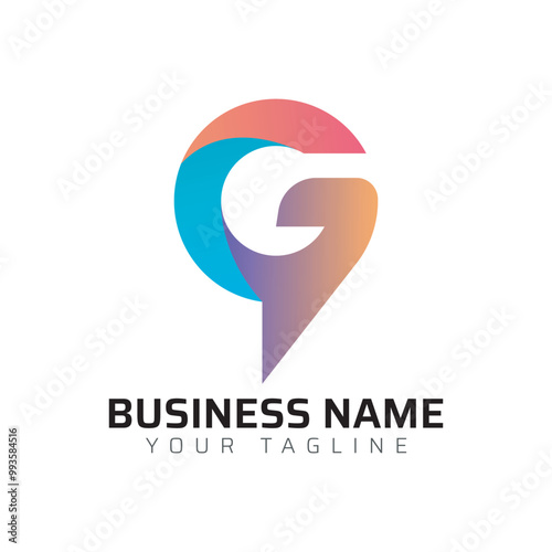 G abstract modern minimalist premium typography 3d colorful letter logo design template