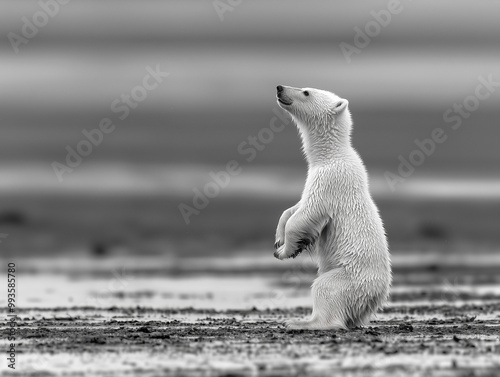 A young polar bear struggle...