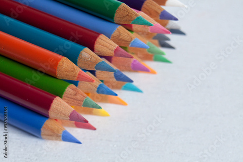 color pencils on white background