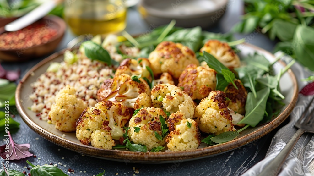 Roasted Cauliflower with Quinoa and Greens Roasted Cauliflower with Quinoa and Greens