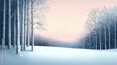 Wallpaper Mural A serene winter landscape featuring snow-covered trees under a soft pastel sky, creating a peaceful and tranquil atmosphere. Torontodigital.ca