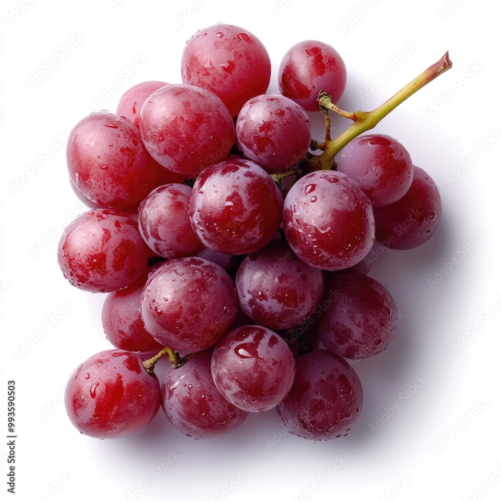A bunch of fresh, red grapes isolated on a white background. A bunch of fresh, red grapes isolated on a white background.