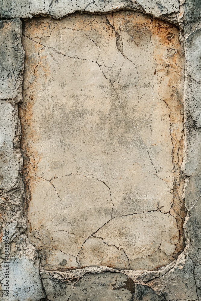 A weathered stone background with a cracked marble frame, the empty center evoking an ancient, historic look A weathered stone background with a cracked marble frame, the empty center evoking an ancient, historic look