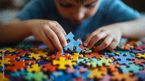 Child with disabilities engaging in puzzle-solving on International Disabilities Day