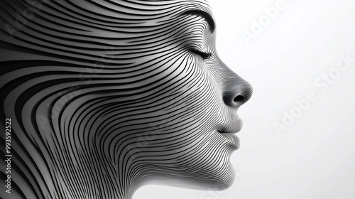 Abstract profile of a woman's face, composed of curved lines.