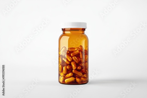 High-Quality Pill Bottle Image for Medical and Pharmaceutical Use isolated on White Background