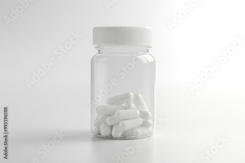 Premium Quality Pill Bottle for Health Supplements and Pharmaceuticals isolated on White Background