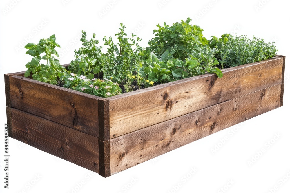 Raised Garden Bed for Urban Gardening and Home Landscaping isolated on White Background Raised Garden Bed for Urban Gardening and Home Landscaping isolated on White Background