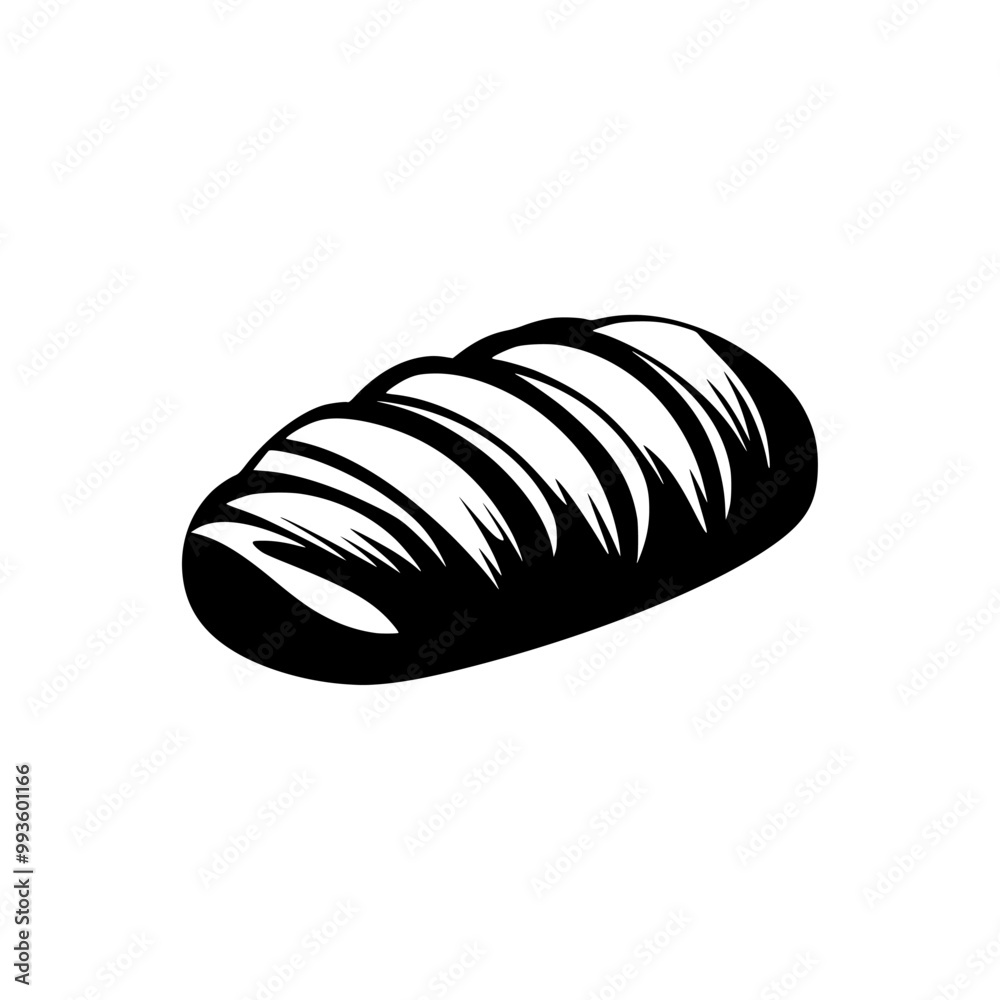 Black and white french bread vector illustration Black and white french bread vector illustration