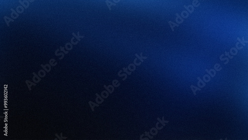 Dark blue gradient background grainy texture. Abstract horizontal background. Modern dark blue background.