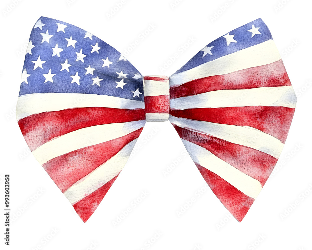 Obraz premium Watercolor USA flag Bow tie isolated on white background