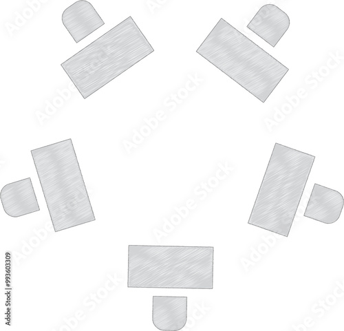 Wedding seating plan element. Conference banquet  seminar classroom interior, conference hall and seminar room interior design. Vector top view of arrangement of banquet furniture seats illustration