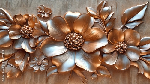 Rose gold stucco relief featuring classic petals