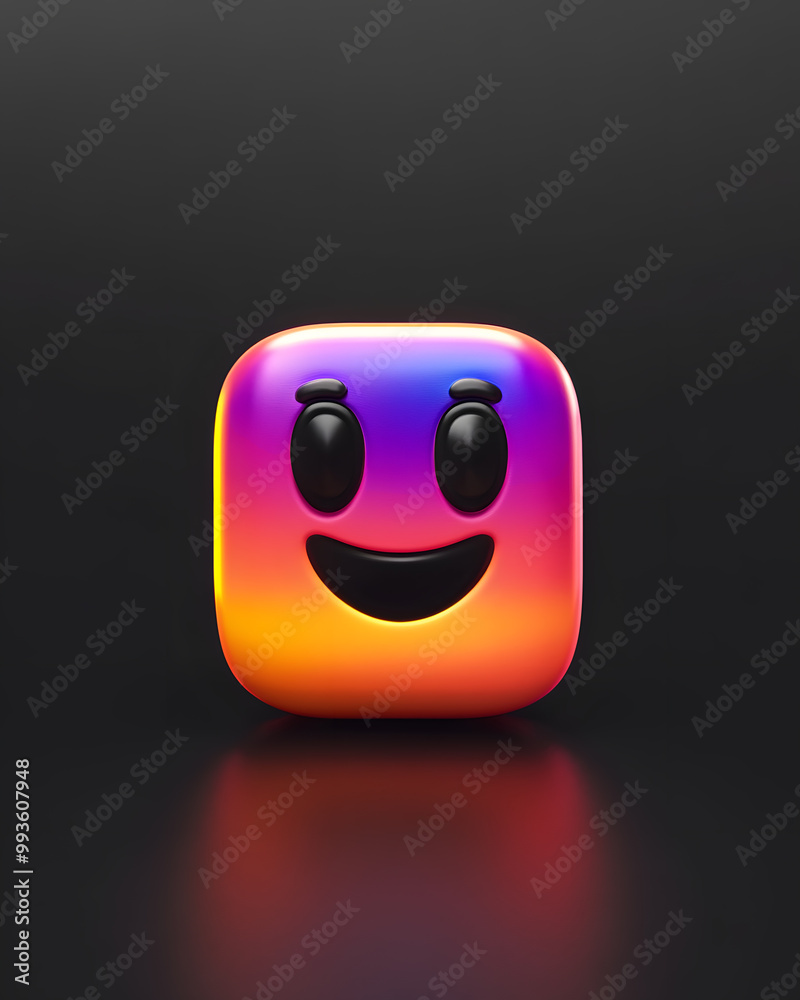 Kawaii rectangular square cute emoji face icon isolated on black background Kawaii rectangular square cute emoji face icon isolated on black background