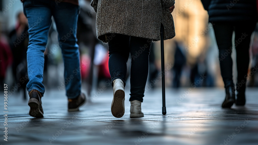 Celebrating Disabilities Day with a community walk in the bustling city center during daytime Celebrating Disabilities Day with a community walk in the bustling city center during daytime