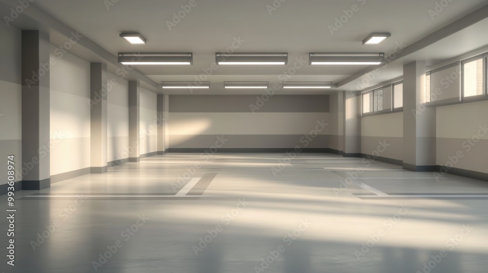 Obraz premium empty garage parking space with clean lines and a minimalistic design