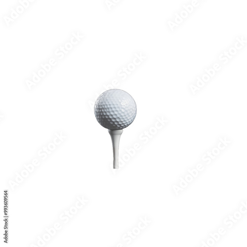 golf ball and tee ,isolated on white background , transparent png image