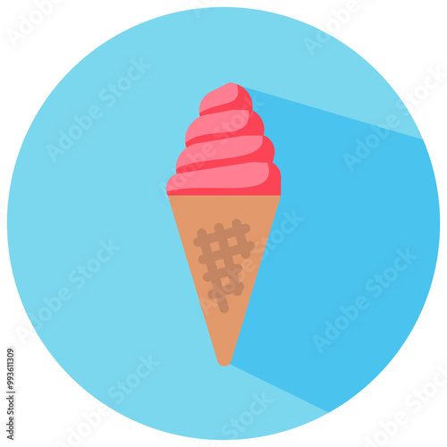 icecream round flat vector icon