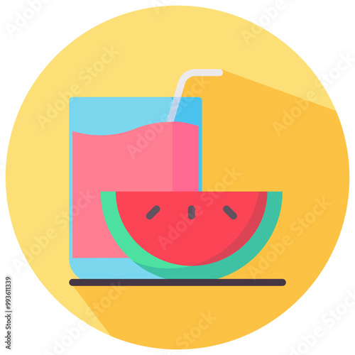 melon juice round flat vector icon
