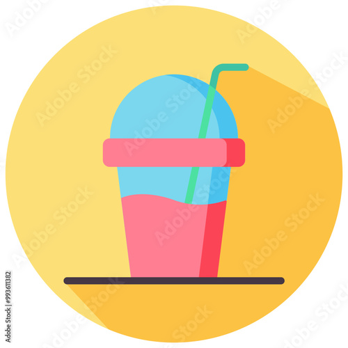 milkshake round flat vector icon