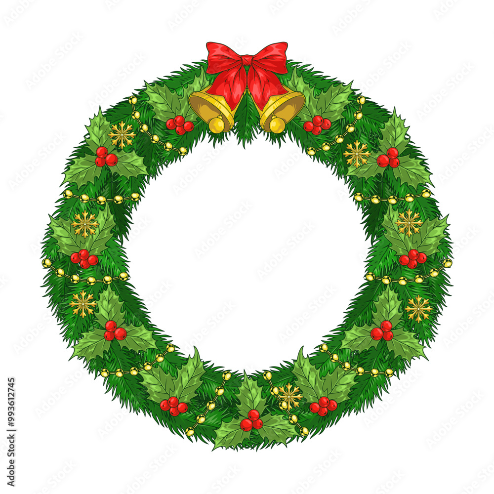 Christmas wreath detailed emblem colorful Christmas wreath detailed emblem colorful