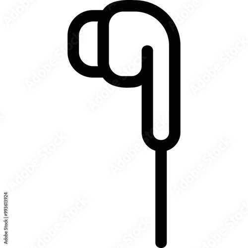 Simple vector icon wired earpiece
