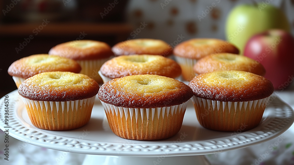 Golden Sweet Muffins on a White Plate Golden Sweet Muffins on a White Plate