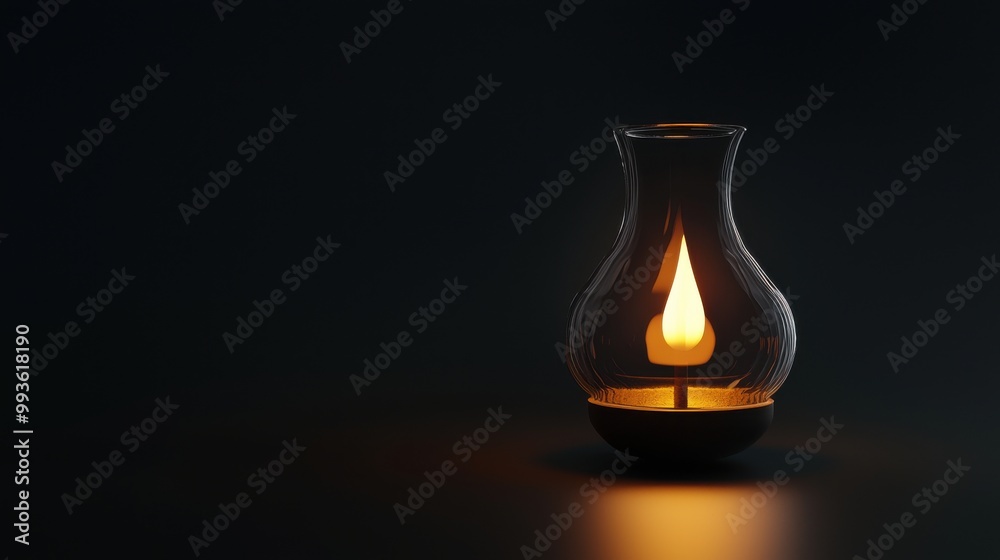 3D render of a single oil lamp placed on a minimalistic black background, perfect for advertising or social media use 3D render of a single oil lamp placed on a minimalistic black background, perfect for advertising or social media use